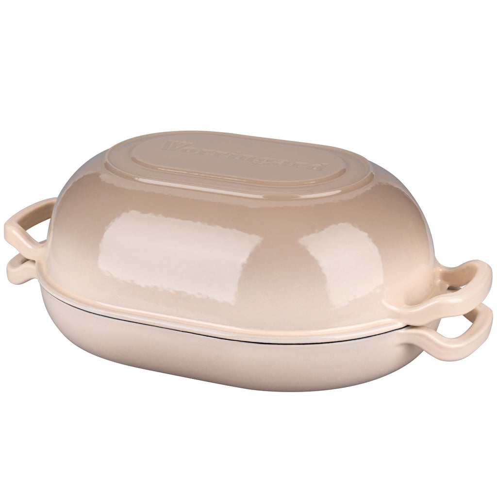 VORRINGARD Enameled Cast Iron Sourdough Bread Oven, Dutch Oven, Loaf Cast Iron Bread Pan for Homemade Bread Baking, Meatloaf Pan with Lid, 5QT, Latte