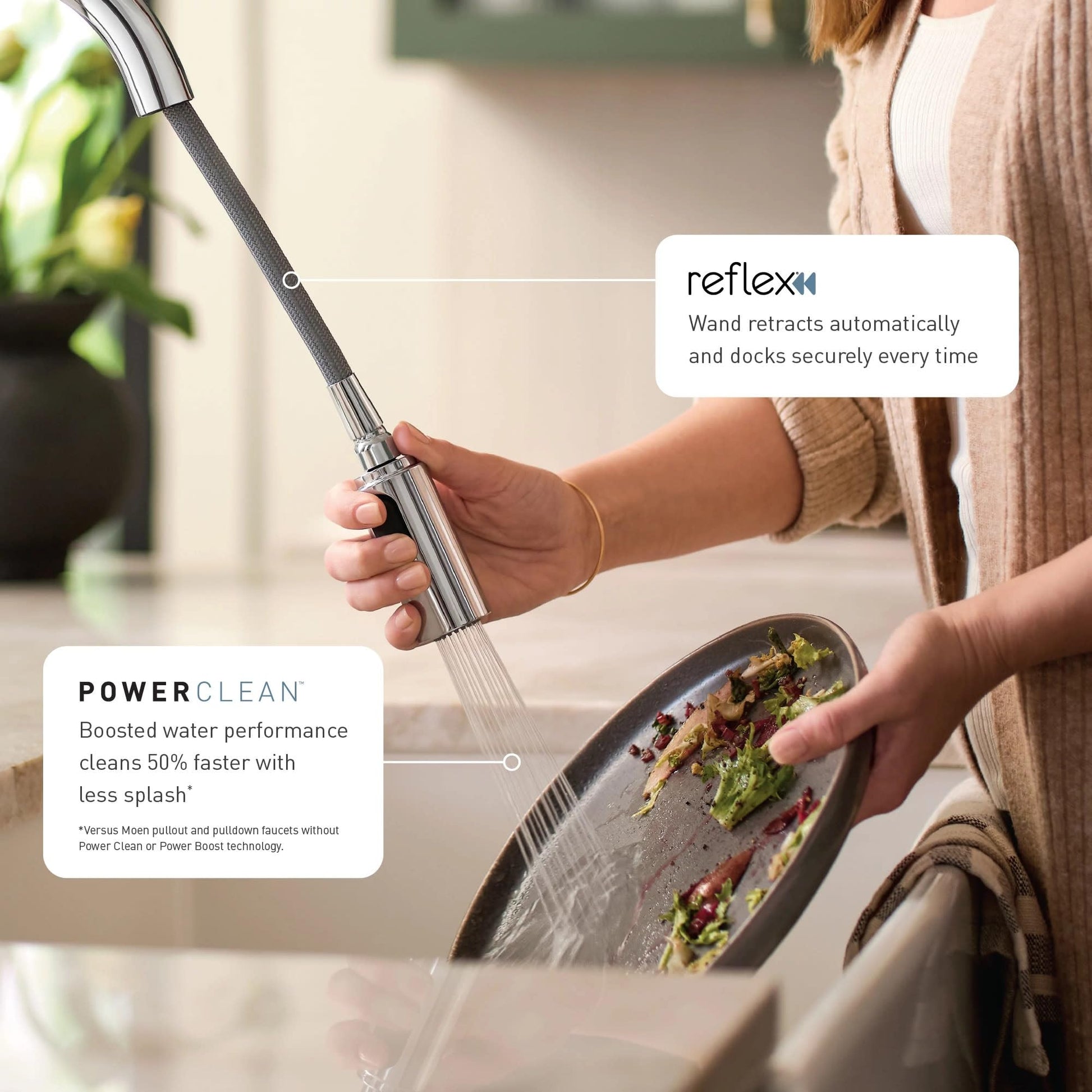 Moen Adler Chrome Motionsense Wave Sensor Touchless One Handle Pulldown Kitchen Faucet Featuring Power Clean, 87233EWC