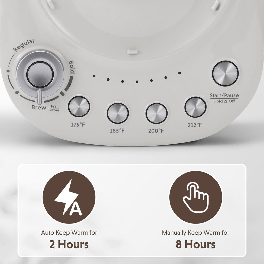 BUYDEEM K1563 Tea Maker, Electric Kettle for Coffee and Tea Brewer with 6 Flavor Controls, 4 Temperature Settings, 8 Hours Keep Warm, 1.5L