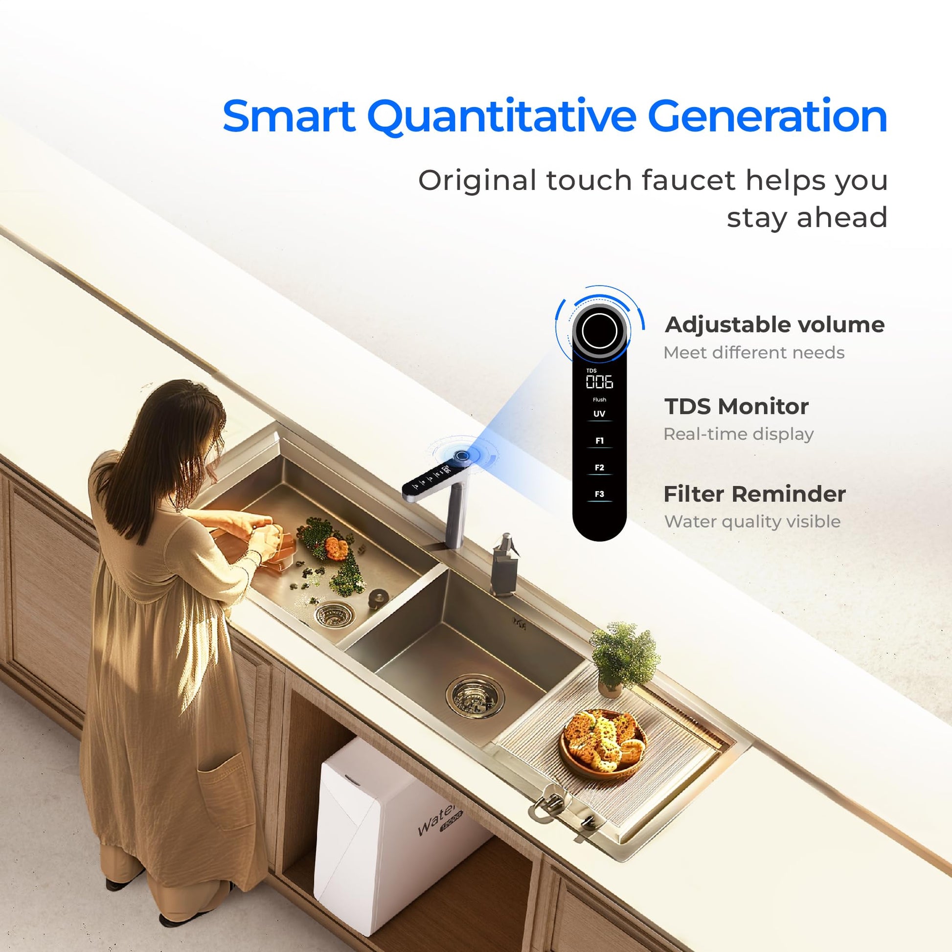 Waterdrop X12-Alkaline Mineral pH+ Reverse Osmosis System, NSF/ANSI 42&58&372 Certified, 1200 GPD RO Water Filter, 11-Stage Filtration Tankless RO System, 3:1 Pure to Drain, UnderSink, BPA Free