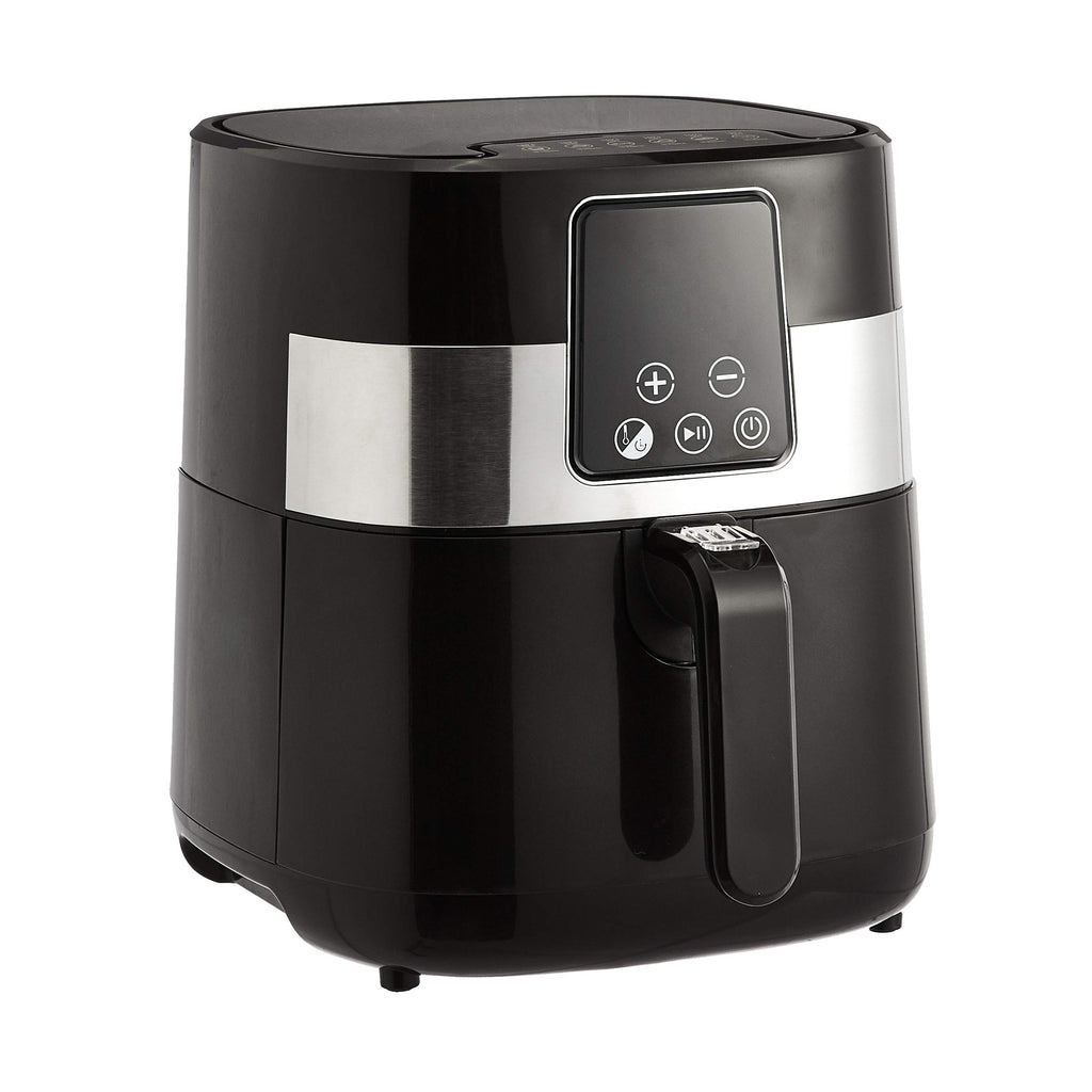 Amazon Basics 3.2 Quart 6-In-1 Air Fryer (Fry, Crisp, Roast, Bake, Reheat, Dehydrate), Non-Stick, with Timer, Auto Shut-Off, Digital Touch Screen, 180-400°F, 1400W, Black/Silver