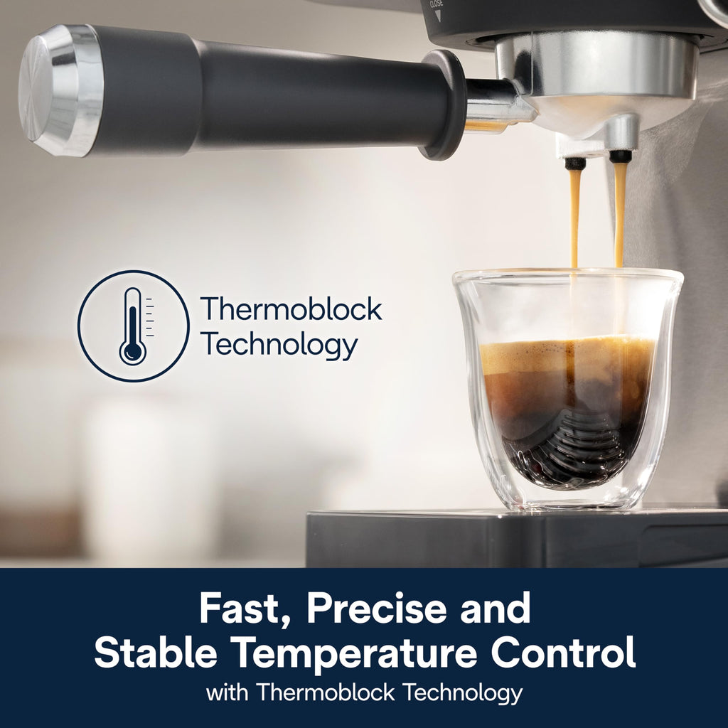 De’Longhi Linea Classic Espresso Machine with Milk Frother, 15-Bar Pump & Temperature Control - Barista Coffee Maker Kit for Espresso, Latte, Cappuccino & Iced Coffee - Italian Stainless Steel Design