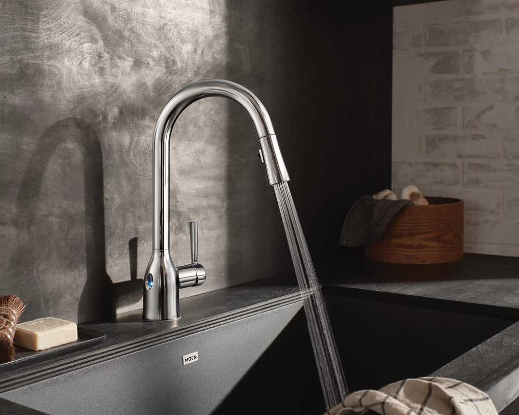 Moen Adler Chrome Motionsense Wave Sensor Touchless One Handle Pulldown Kitchen Faucet Featuring Power Clean, 87233EWC